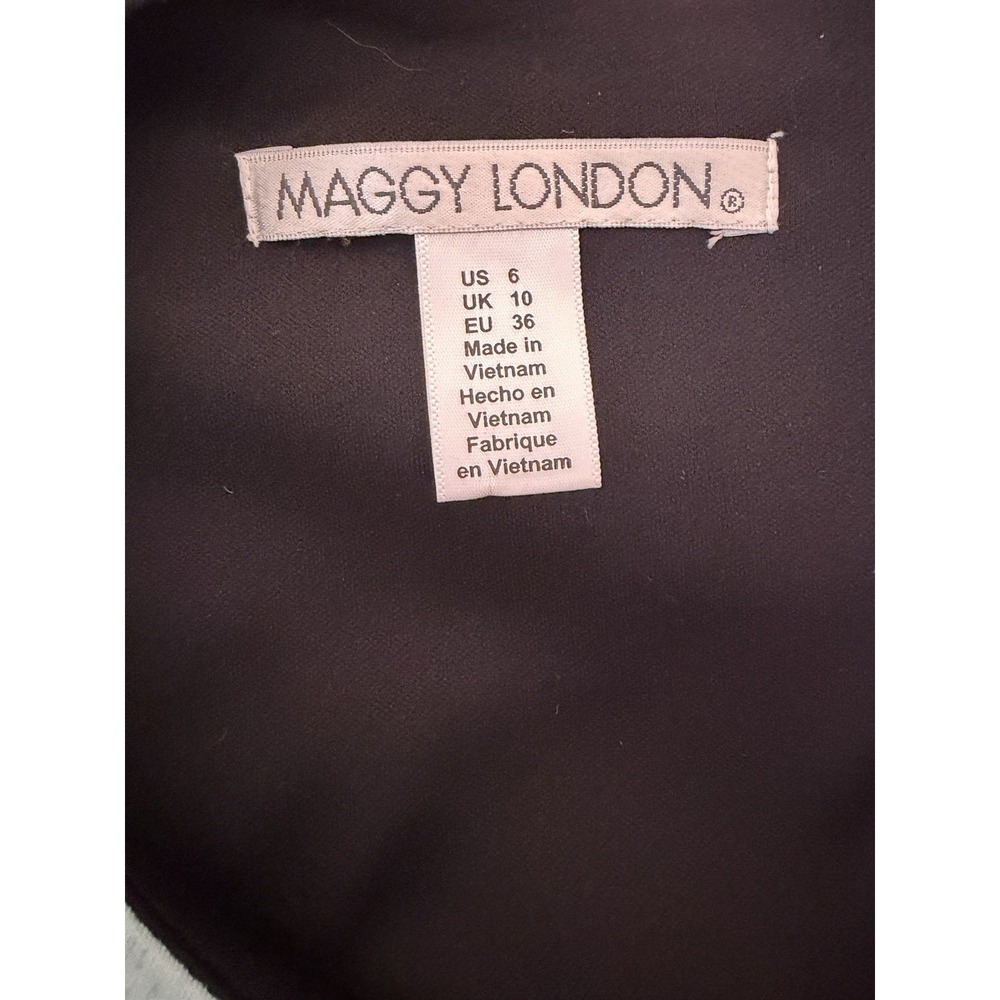 Maggie London Sheath Dress Blue Floral Knee Length Size 6 - Picture 6 of 8